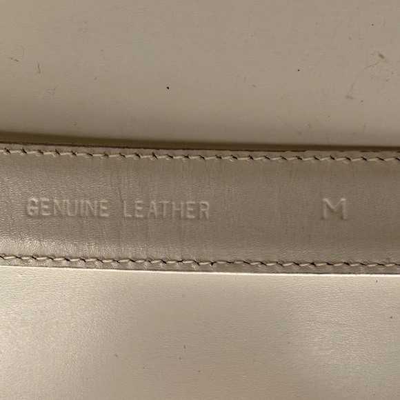 Ilana Goor White Leather Belt Sculptural Gold Buckle Vintage Artisan Designer M - Picture 7 of 9